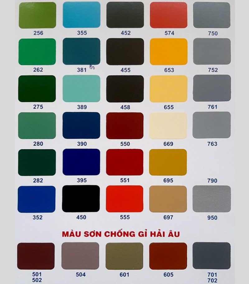 Bảng màu sơn Epoxy mới nhất | bảng màu sơn epoxy hải âu