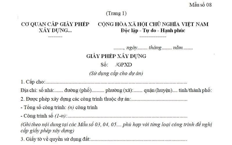 giấy phép xây dựng