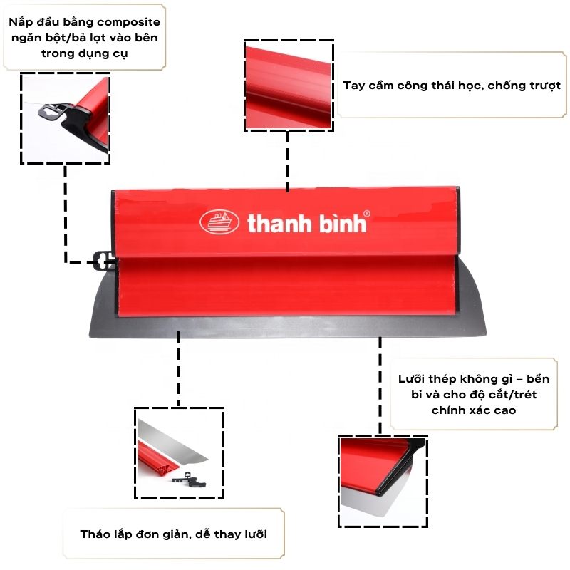 Dao cào bột trét tường là gì? So sánh dao cào bột trét tường và dao trét truyền thống | cấu tạo dao cào bản rộng