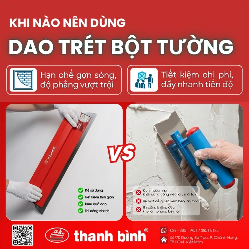 khi nào nên dùng dao trét bột tường